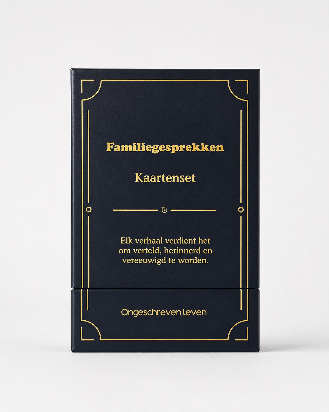 De verpakking van het Familiegesprekken kaartspel